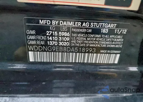 2013 Mercedes-Benz S 550 4Matic из США, поврежденный, VIN WDDNG9EB8DA518993